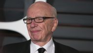 This picture taken on February 22, 2015 shows Rupert Murdoch arriving at the 2015 Vanity Fair Oscar Party in Beverly Hills, California. (Photo by Adrian Sanchez-Gonzalez / AFP)