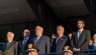 Minister of Interior and Commander of the Internal Security Force (Lekhwiya) H E Sheikh Khalifa bin Hamad bin Khalifa Al Thani (first right) and other officials attending the event in Rome, Italy.