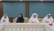 QC board member and chairperson of the health committee, Ibtihaj Al Ahmadani and Director of Health Financing & Insurance Department at the Ministry of Public Health, Mohamoud Saleh Al Raisi along with other officials during the meeting.