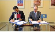 Officials at the ceremony where Qatar made a voluntary contribution to the Organisation for the Prohibition of Chemical Weapons.