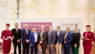 Officials and guests during ‘Day of the Seafarer’ celebration hosted by Qatar Airways at the Mariner Lounge at Hamad International Airport, yesterday. 