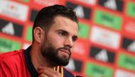 Spain's defender #04 Nacho holds a press conference at the team's base camp in Donaueschingen, on June 27, 2024, during the UEFA Euro 2024 European Football Championship. (Photo by Lluis Gene / AFP)