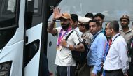 Indian cricket team member Virat Kohli gestures as he arrives at the Indira Gandhi international airport in New Delhi on July 4, 2024. (Photo by Money Sharma / AFP