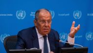 Sergey Lavrov, Minister for Foreign Affairs of the Russian Federation, holds a press briefing at the United Nations headquarters on July 17, 2024 in New York City. (Photo by Adam Gray / GETTY IMAGES NORTH AMERICA / Getty Images via AFP)
