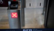  A closed gate entry is pictured at the Berlin Brandenburg airport (BER) in Schoenefeld on February 1, 2024. Photo by Tobias SCHWARZ / AFP