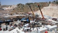 This handout photograph taken and released on July 21, 2024 by Turkish news agency DHA (Demiroren News Agency) shows a general view of the site of an accident in the Gabar Mountain drilling field in Sirnak. Photo by Handout / DHA (Demiroren News Agency) / AFP