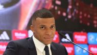 (Files) French forward Kylian Mbappe gives his first press conference as a Real Madrid player at the Santiago Bernabeu Stadium in Madrid on July 16, 2024. (Photo by Pierre-Philippe Marcou / AFP)
 