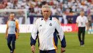 Real Madrid's Italian manager Carlo Ancelotti walks on the field before the pre-season club friendly football match between AC Milan and Real Madrid at Soldier Field in Chicago, Illinois, on July 31, 2024. (Photo by Kamil Krzaczynski / AFP)