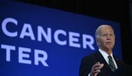 US President Joe Biden speaks at a Biden Cancer Moonshot Event at Tulane University in New Orleans, Louisiana, on August 13, 2024. (Photo by Brendan Smialowski / AFP)

