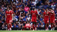 Liverpool's Egyptian striker #11 Mohamed Salah celebrates after scoring his team second goal during the English Premier League football match between Ipswich Town and Liverpool at Portman Road in Ipswich, eastern England on August 17, 2024. (Photo by HENRY NICHOLLS / AFP)