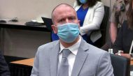 Former Minneapolis police officer Derek Chauvin reacts as he listens to the judge announce his sentence of twenty two and a half years in prison for murder in the death of George Floyd in Minneapolis, Minnesota, U.S. June 25, 2021 in a still image from video. Pool via REUTERS/File Photo

