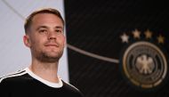 (FILES) Germany's goalkeeper Manuel Neuer attends a press conference at Al Shamal Stadium in Al Shamal, north of Doha, on November 19, 2022, ahead of the Qatar 2022 World Cup football tournament. (Photo by Ina FASSBENDER / AFP)
