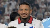 (FILES) Nacional's defender Juan Manuel Izquierdo poses for the team photo during the Copa Libertadores third round second leg football match between Uruguay's Nacional and Bolivia's Always Ready at the Gran Parque Central stadium in Montevideo, on March 14, 2024. (Photo by EITAN ABRAMOVICH / AFP)
