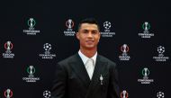 Al-Nassr's Portuguese forward Cristiano Ronaldo poses prior to the draw for the group stage of the 2024-2025 UEFA Champions League football tournament, at the Grimaldi Forum in Monaco on August 29, 2024. Photo by Valery HACHE / AFP.
