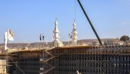 This overview shows ongoing construction work on a bridge in Libya's eastern coastal city of Derna on September 9, 2024. Photo by Khaled Nasraoui / AFP.
