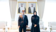 Minister of State for International Cooperation H E Lolwah bint Rashid Al Khater with Ambassador of the Republic of Tajikistan to Qatar H E Nurmurod Mahmadali in Doha yesterday.
