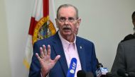 Palm Beach County Sherrif Ric Bradshaw speaks at a press conference in West Palm Beach, Florida, on September 15, 2024. (Photo by Chandan Khanna / AFP)