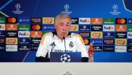Real Madrid's Italian coach Carlo Ancelotti gives a press conference on the eve of their UEFA Champions League football match against Stuttgart VFB on September 16, 2024. (Photo by Thomas Coex / AFP)