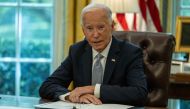 US President Joe Biden speaks to the press before participating in a briefing regarding the ongoing wildfire season response and Federal efforts to reduce wildfire risk, in the Oval Office at the White House in Washington, DC, on September 17, 2024. (Photo by Andrew Caballero-Reynolds / AFP)
