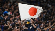 Japan's supporters react during the FIFA World Cup 2026 Asian zone qualifiers football between Japan and Australia at Saitama Stadium in Saitama on October 15, 2024. Photo by Philip FONG / AFP.
