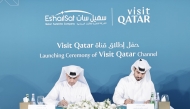 Chief Executive Officer of Visit Qatar Eng. Abdulaziz Ali Al Mawlawi (right) and CEO of Es’hailSat Ali bin Ahmed Al Kuwari signing the agreement at the event. 