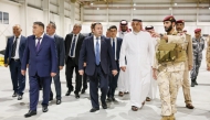 Deputy Prime Minister and Minister of State for Defense Affairs H E Dr. Khalid bin Mohammed Al Attiyah with Deputy Prime Minister and Chairman of the State Committee for National Security of the Kyrgyz Republic H E Lieutenant General Kamchybek Tashiev and other officials.