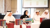 Minister of Education and Higher Education H E Buthaina bint Ali Al Jabr Al Nuaimi and other officials during the meeting.