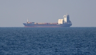 Turkish-flagged Moliva container ship is seen anchored in Durres about one kilometre from the port on October 28, 2024. Photo by Adnan Beci / AFP