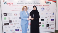Deputy Speaker of the Shura Council H E Dr. Hamda bint Hassan Al Sulaiti meeting a Russian official on the sidelines of the dialogue. 