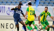 Action during the match between Al Wakrah and Ravshan at Al Janoub Stadium yesterday. 