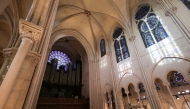 A view shows the organ prior to a ceremony to mark the re-opening of the landmark Notre-Dame Cathedral in central Paris on December 7, 2024. (Photo by Christophe PETIT TESSON / POOL / AFP)
