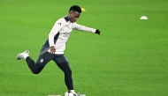 Real Madrid's Brazilian forward #7 Vinicius Junior attends a training session on the eve of the UEFA Champions League football match Atalanta vs Real Madrid in Bergamo, Italy on December 9, 2024 (Photo by Piero Cruciatti / AFP)