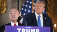 Softbank CEO Masayoshi Son delivers remarks alongside U.S. President-elect Donald Trump at Trump's Mar-a-Lago resort on December 16, 2024 in Palm Beach, Florida. (Photo by Andrew Harnik / GETTY IMAGES NORTH AMERICA / Getty Images via AFP)
