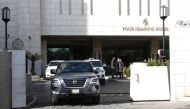 Cars belonging to the US delegation exit a hotel in Damascus on December 20, 2024. Photo by OMAR HAJ KADOUR / AFP.
