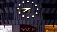 (Files) This picture shows the logo of the French national railway company SNCF in Paris on February 7, 2023. (Photo by Sameer Al-Doumy / AFP)
 