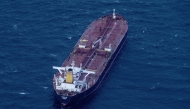 Aerial view taken on January 10, 2025, shows the tanker 'Eventin', flying the Panama flag, adrift at sea north of the German Baltic Sea island of Ruegen. (Photo by Stefan Sauer / DPA / AFP) 