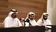 Member of the Municipal Council and Chairman of the Organising Committee Hassan bin Ali Al Ishaq, Tournament Director Youssef bin Ali Abdul Nour and Executive Director of the Qatar Sports for All Federation Abdullah Al Dosari during a press conference.
