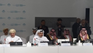 Minister of Finance H E Ali bin Ahmed Al Kuwari with other Ministers and dignitaries during 
a discussion session at the 2025 World Government Summit in Dubai.