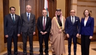 Lebanese Parliament Speaker H E Nabih Berri (third left) with Ambassadors of Qatar, Saudi Arabia, Egypt, United States, and France.