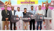 Safari officials with winners of the first lucky draw.  