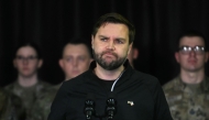 US Vice President JD Vance listens as he speaks at the US military's Pituffik Space Base in Greenland on March 28, 2025. Photo by Jim WATSON / POOL / AFP.