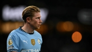 Manchester City's Belgian midfielder #17 Kevin De Bruyne looks on during the English Premier League football match between Manchester City and Manchester United at the Etihad Stadium in Manchester, north west England, on December 15, 2024. Photo by Paul ELLIS / AFP