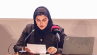 Minister of State for International Cooperation H E Maryam bint Ali bin Nasser Al Misnad addressing a conference in Doha, yesterday.