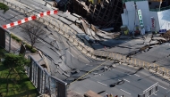 A general view shows the site of a collapsed construction site in Gwangmyeong, southwest of Seoul on April 11, 2025, which was part of an underground transit project connecting Seoul's Yeouido district to Ansan and Siheung in Gyeonggi province, the country's most populous region. (Photo by YONHAP / AFP)