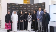 Arab Engineering Bureau’s Group Chief Executive Officer and Chief Architect, Ibrahaim Jaidah and Dean of VCUarts Qatar, Amir Berbić with AEB award recipients and faculty members. 