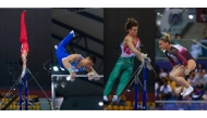 Gymnasts compete on the final day at Aspire Dome.