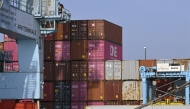 Containers are pictured at the Lazaro Cardenas Cargo Port, Michoacan State, Mexico on April 25, 2025. (Photo by Alfredo ESTRELLA / AFP)
