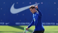 Barcelona's German goalkeeper #01 Marc-Andre Ter Stegen attends a training session on the eve of the UEFA Champions League semi-final first leg football match between FC Barcelona and Inter Milan at the Joan Gamper training ground in Sant Joan Despi, near Barcelona, on April 29, 2025. (Photo by LLUIS GENE / AFP)