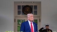 US President Donald Trump takes questions outside the West Wing of White House in Washington, DC, on May 8, 2025. (Photo by Jim WATSON / AFP)
