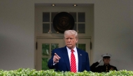 US President Donald Trump takes questions outside the West Wing of White House in Washington, DC, on May 8, 2025. (Photo by Jim Watson / AFP)
